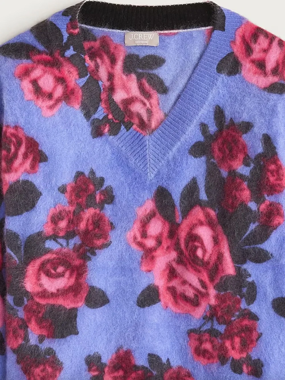 J.Crew Brushed cashmere relaxed V-neck sweater MEDIUM  in floral print